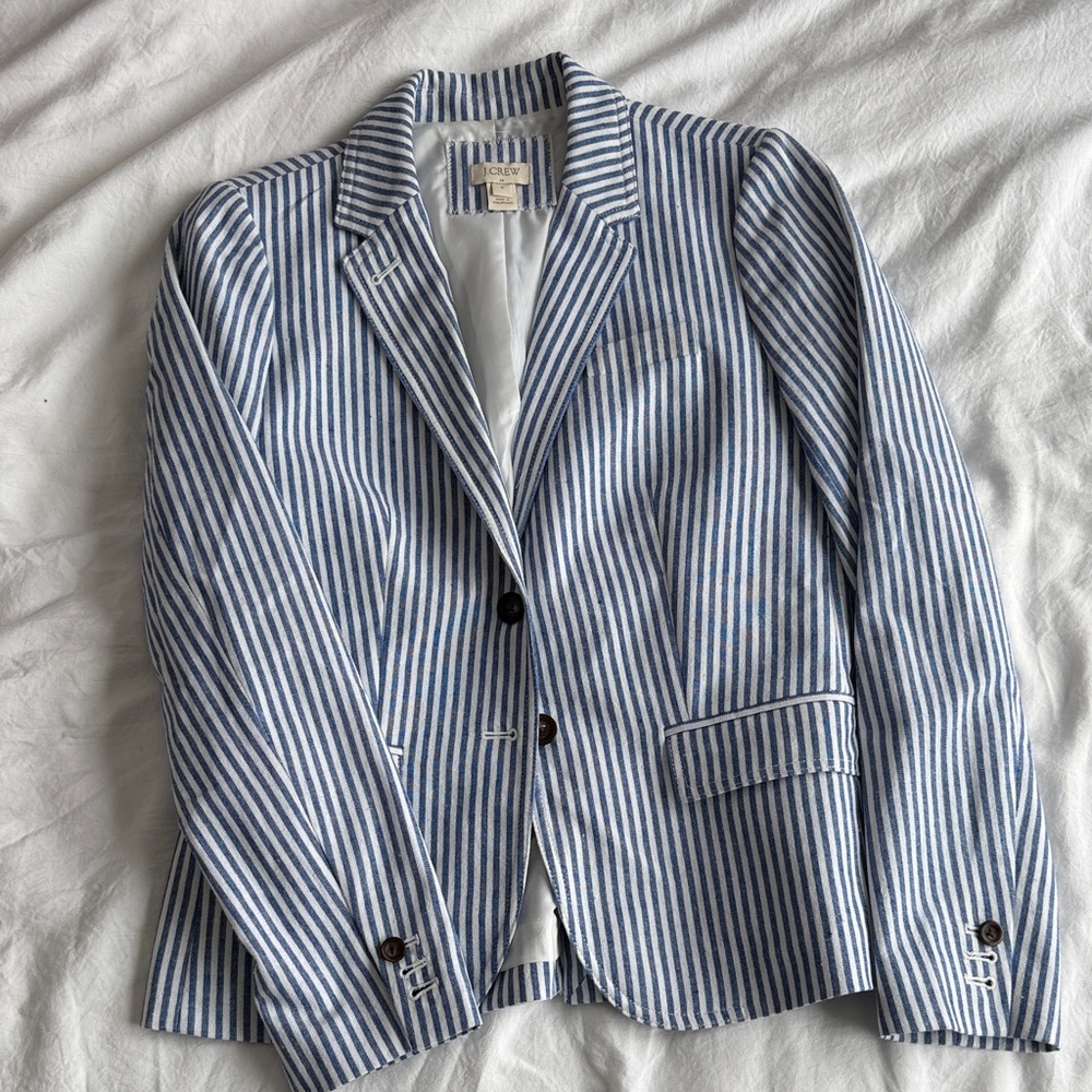 J. Crew Blue and White Striped Jacket